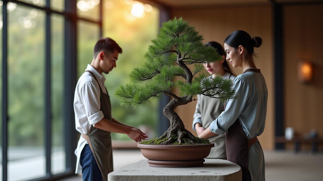 高級住宅でのプライベート盆栽レッスン